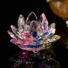 80 mm Feng shui Quartz Crystal Lotus Flower Crafts Glass Paperweight Ornaments Figurines Home Wedding Party Decor Gifts Souvenir